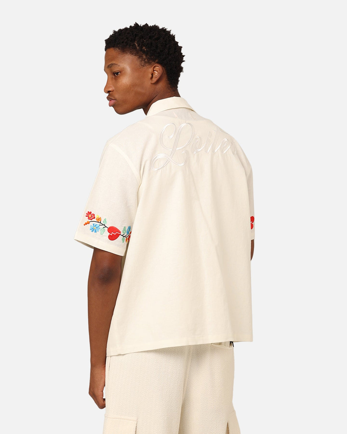 Loiter Oasis Embroidered Button Up Shirt Ecru
