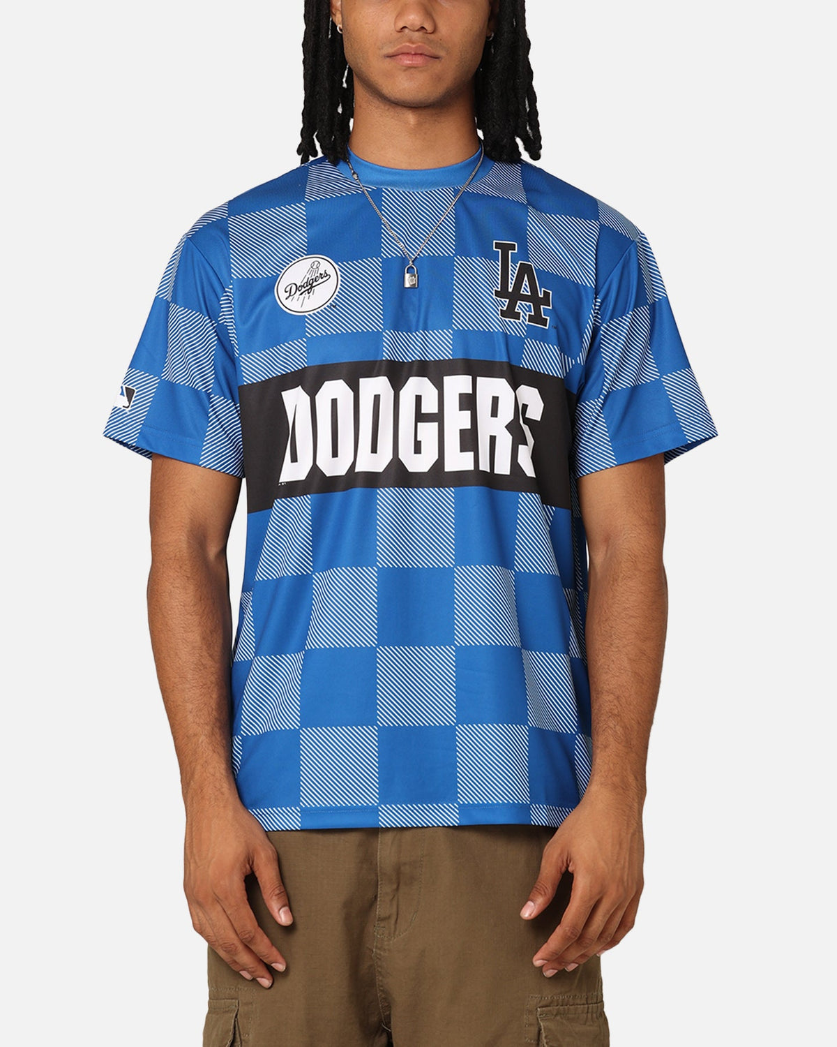 Majestic Athletic Los Angeles Dodgers Team Line Checkered Jersey White/Royal