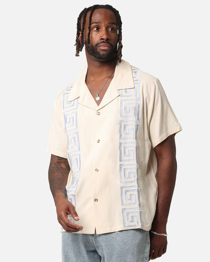 XXIII Hellas Linen Button Up Shirt Off White/Blue