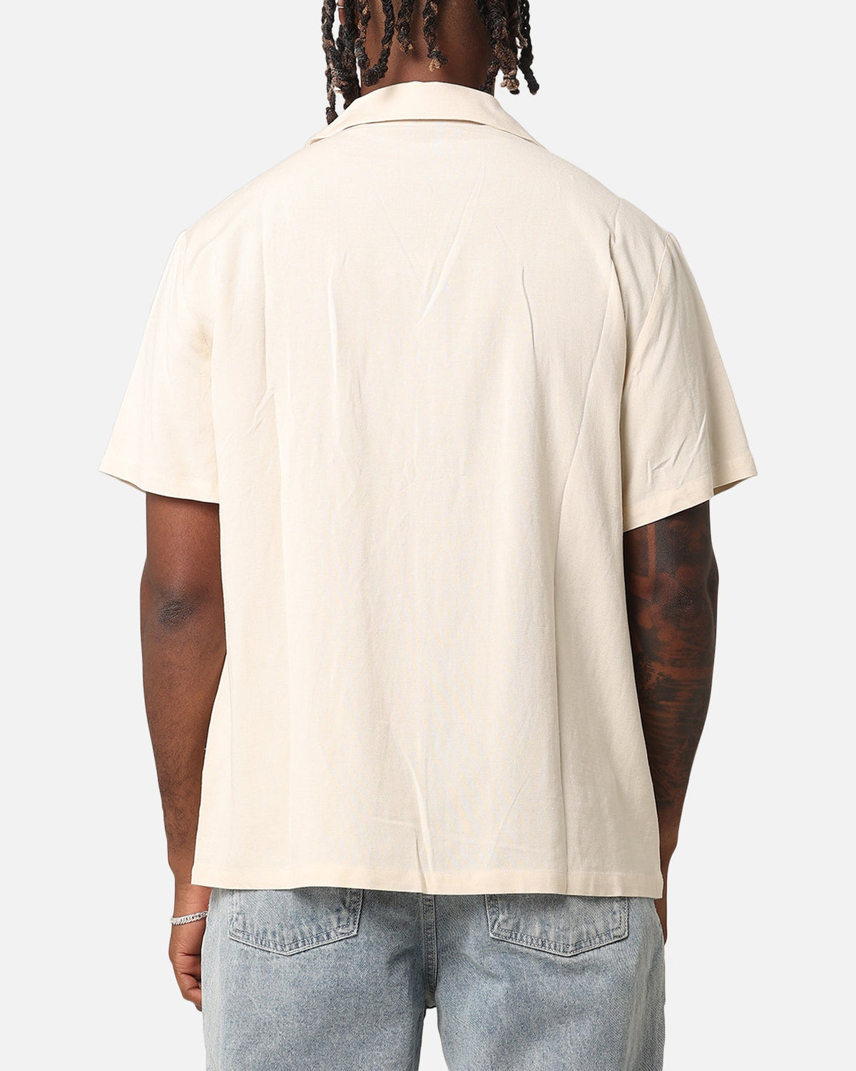 XXIII Hellas Linen Button Up Shirt Off White/Blue