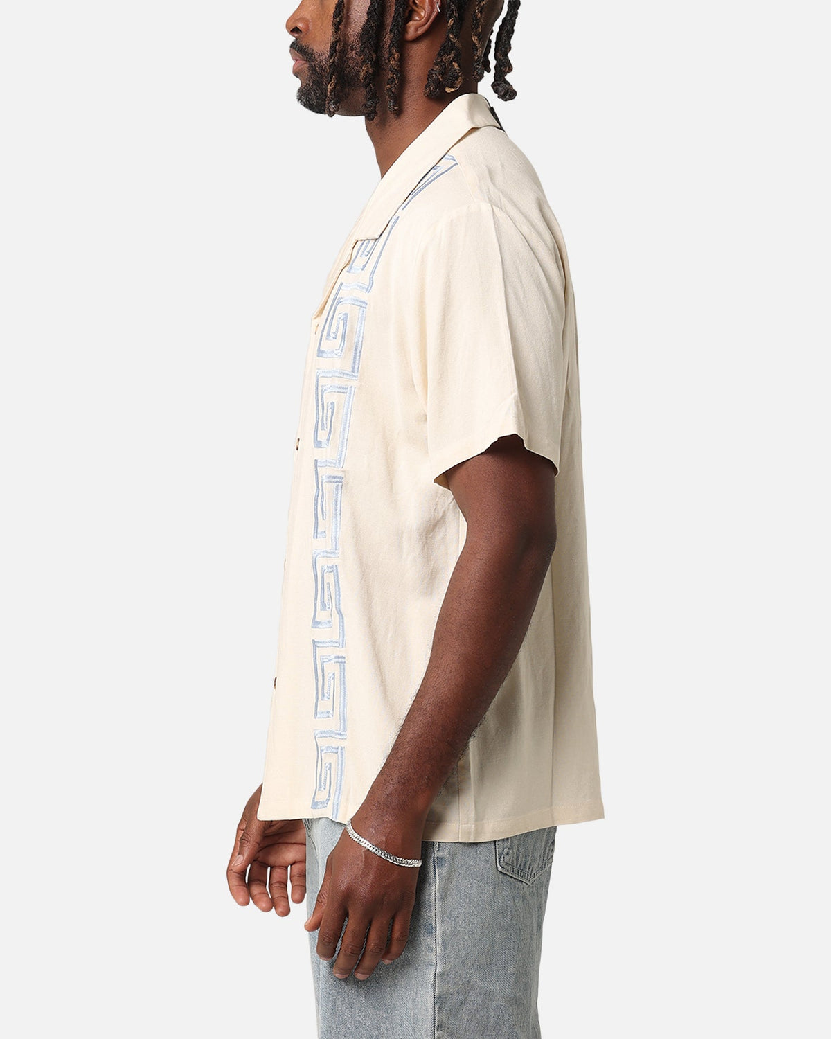 XXIII Hellas Linen Button Up Shirt Off White/Blue