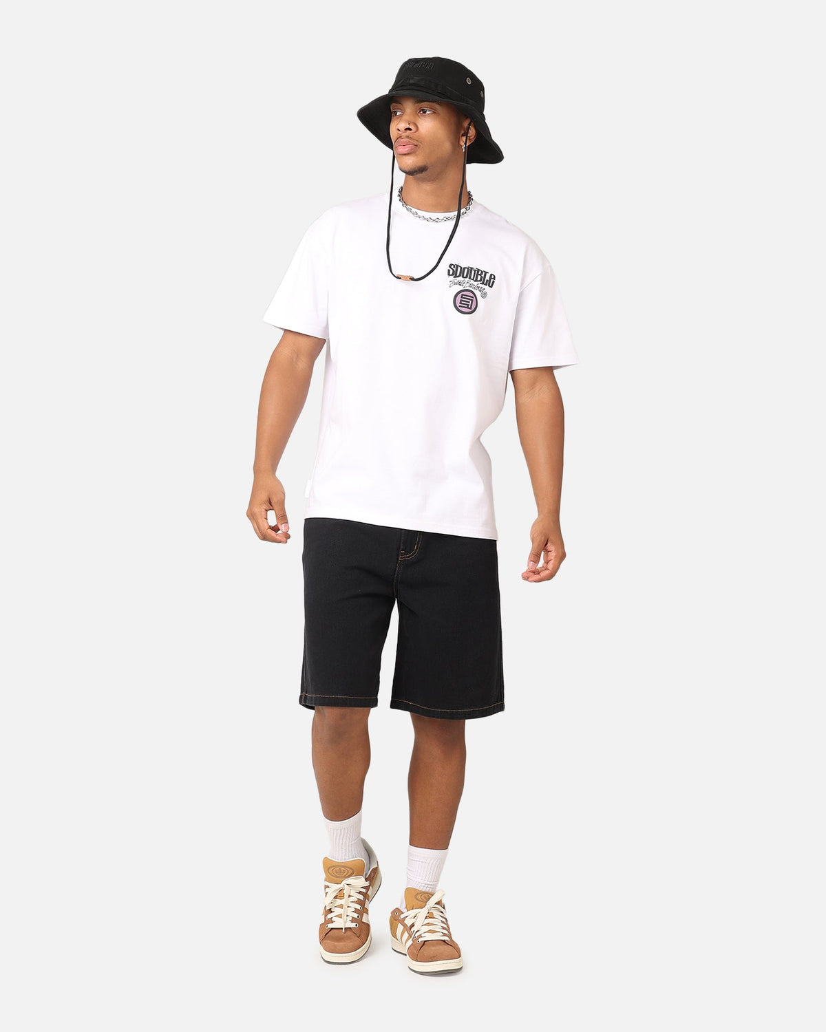 S Double Combo Platter T-Shirt Washed White