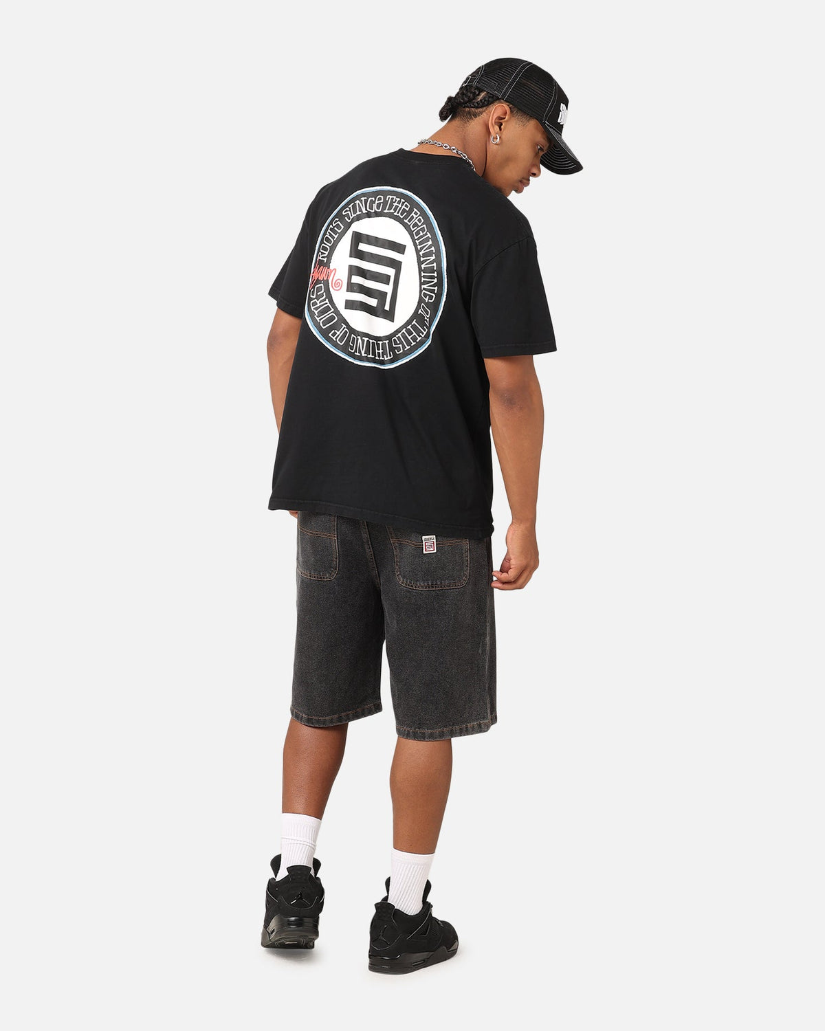 S Double Roots Dot T-Shirt Washed Black