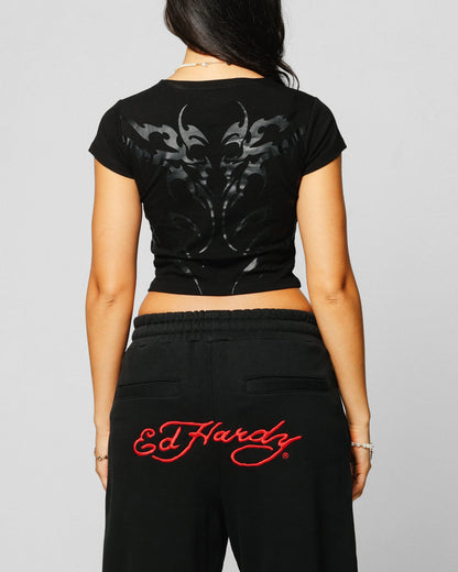 Ed Hardy Women's Techno Baby T-Shirt Vintage Black