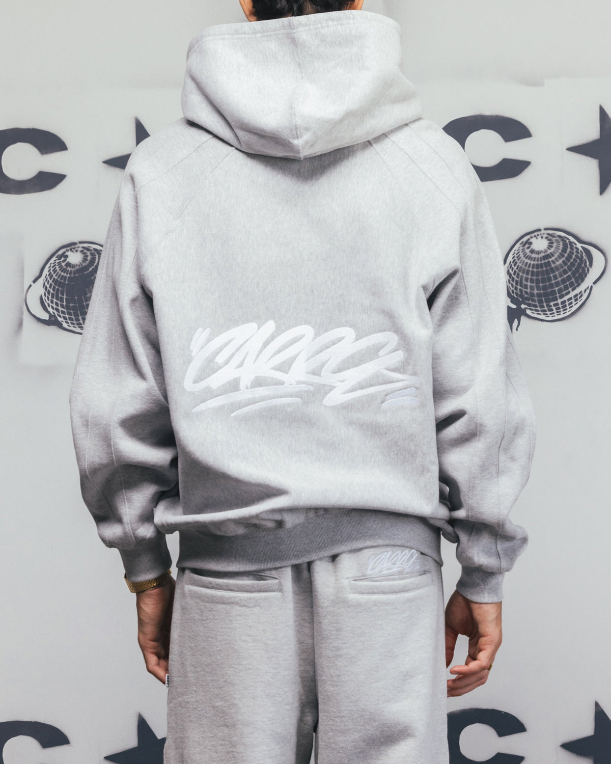 Carre Grit Zip Hoodie Grey Marle