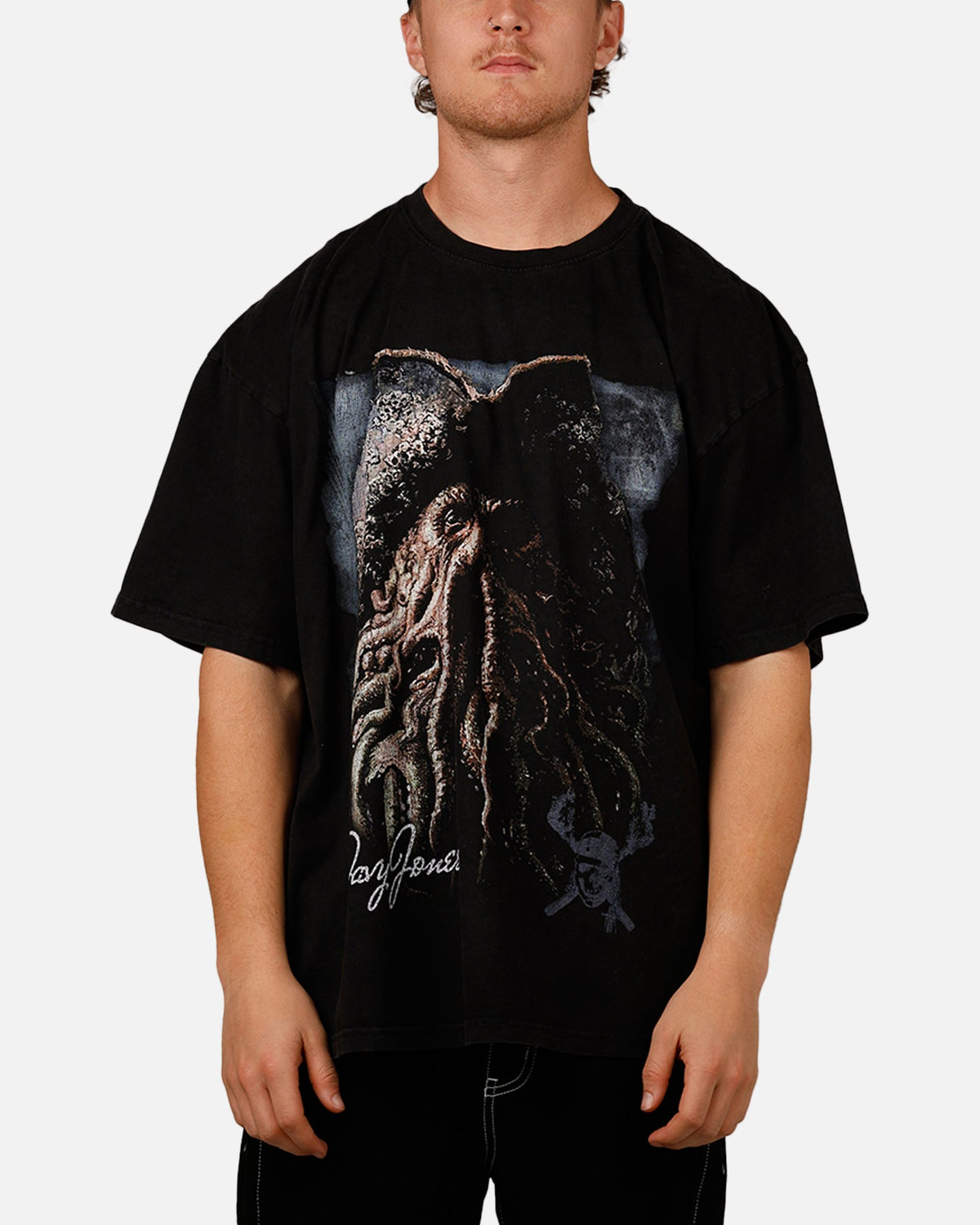 Goat Crew Disney Pirates Of The Caribbean Davy Jones Heavy T-Shirt Vintage Black