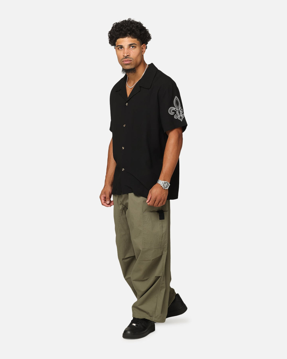 XXIII Fleur Linen Button Up Shirt Black