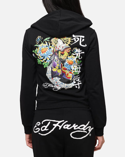 Ed Hardy Women's Flora Zip Hoodie Black