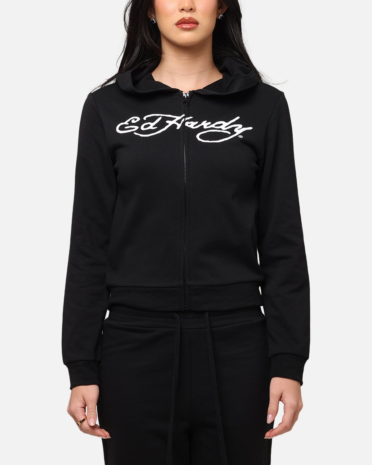 Ed Hardy Women's Flora Zip Hoodie Black