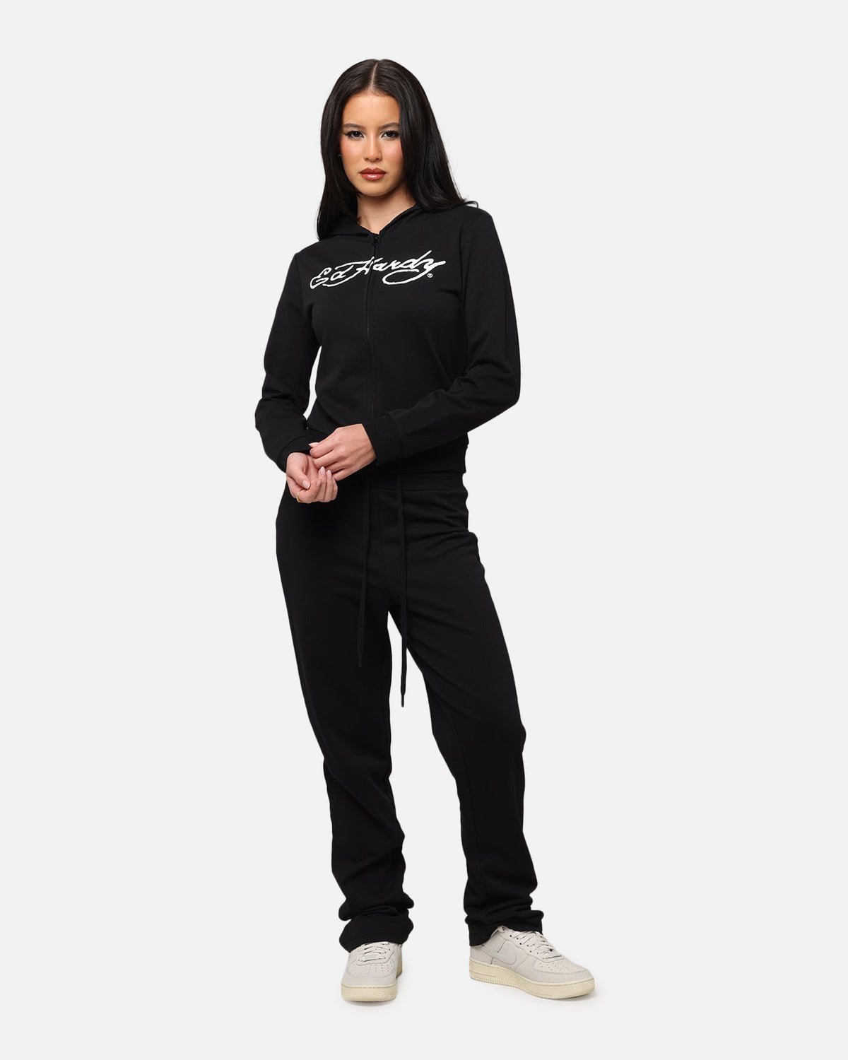 Ed Hardy Women's Flora Zip Hoodie Black