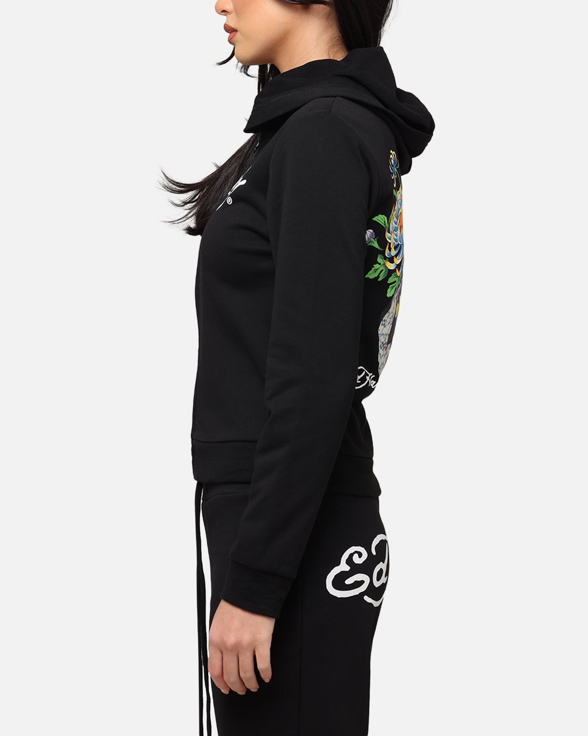 Ed Hardy Women's Flora Zip Hoodie Black