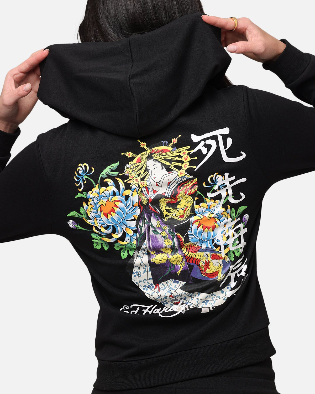 Ed Hardy Women's Flora Zip Hoodie Black