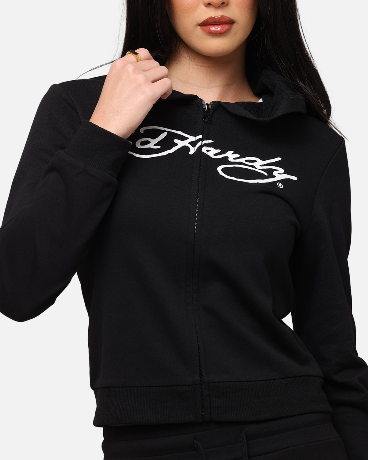 Ed Hardy Women's Flora Zip Hoodie Black