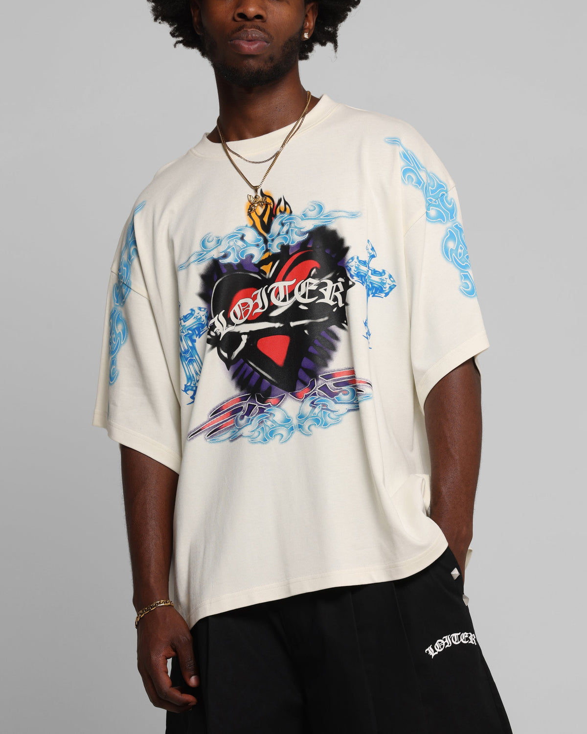 Loiter Hearts T-Shirt Off White
