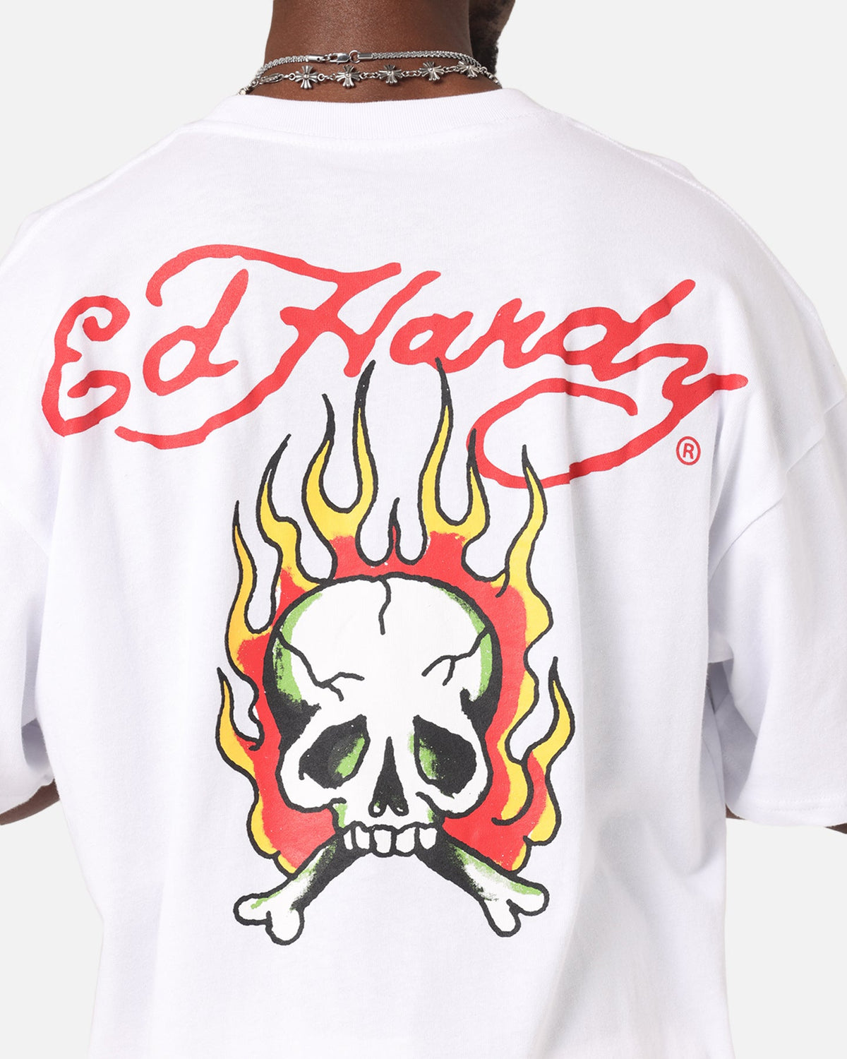 Ed Hardy Flaming Skull T-Shirt White