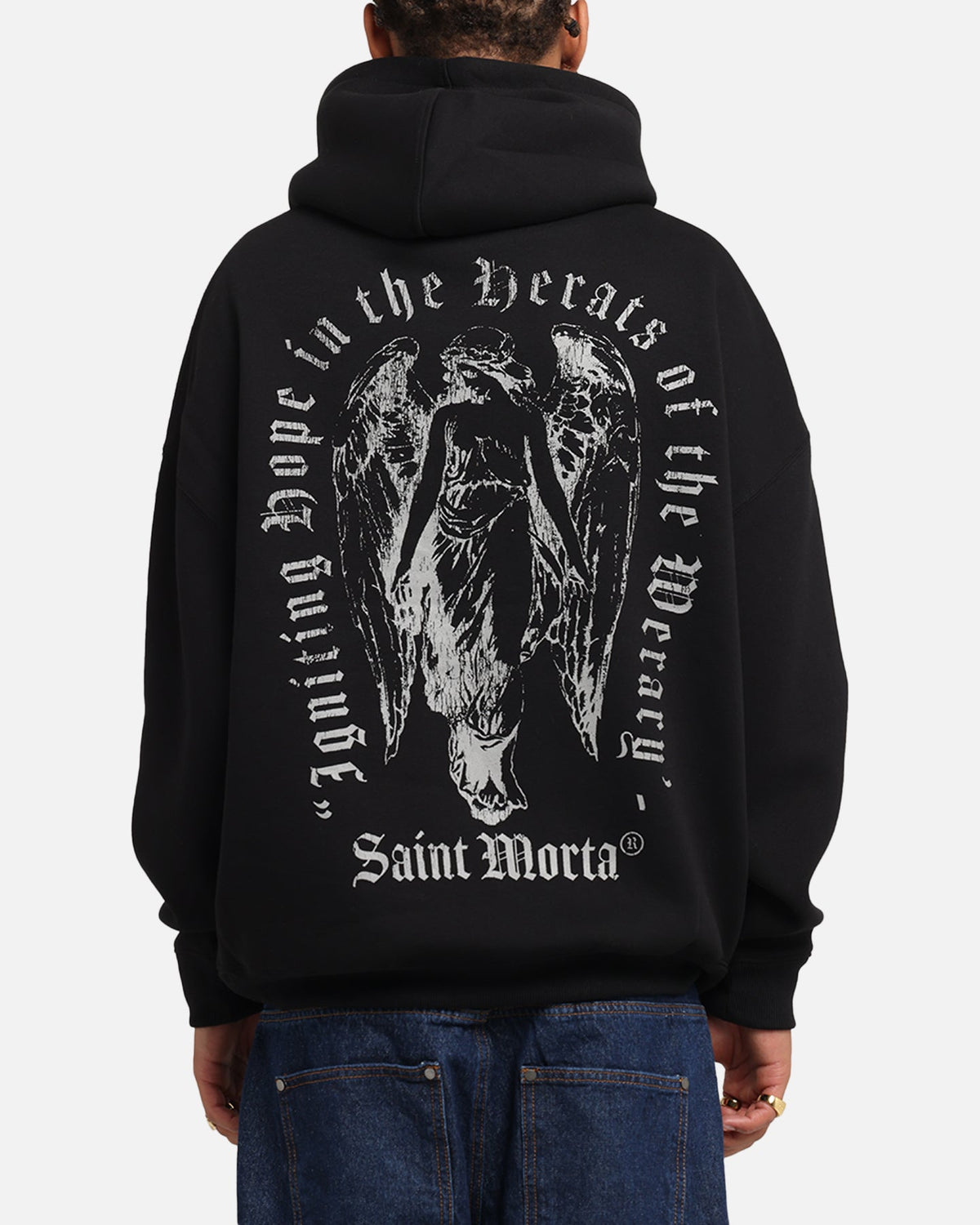 Saint Morta Weiry Hearts Boxy Hoodie Black