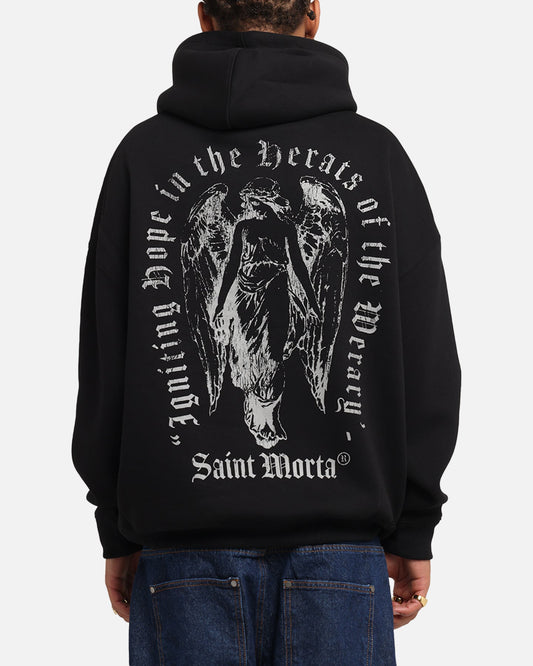 Saint Morta Weiry Hearts Boxy Hoodie Black