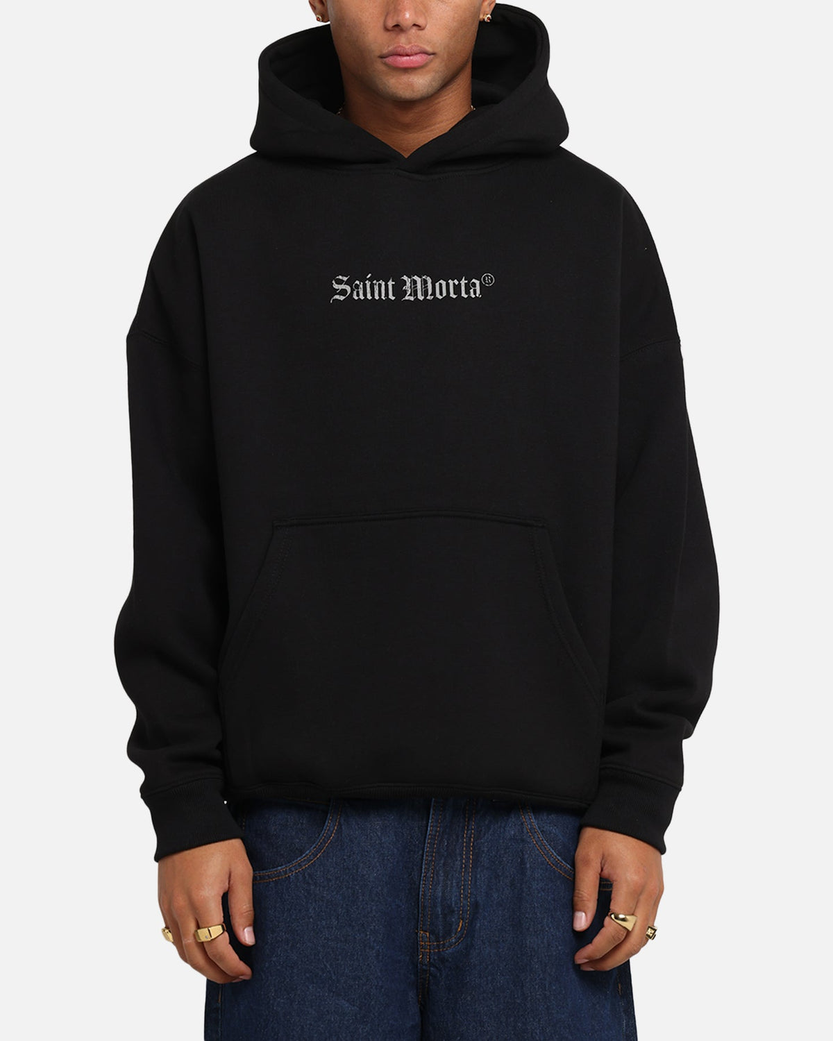 Saint Morta Weiry Hearts Boxy Hoodie Black