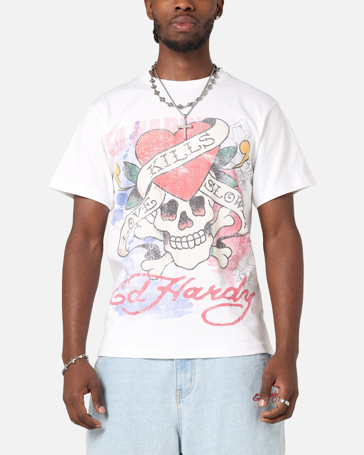 Ed Hardy Love Kills Slowly Vintage T-Shirt White