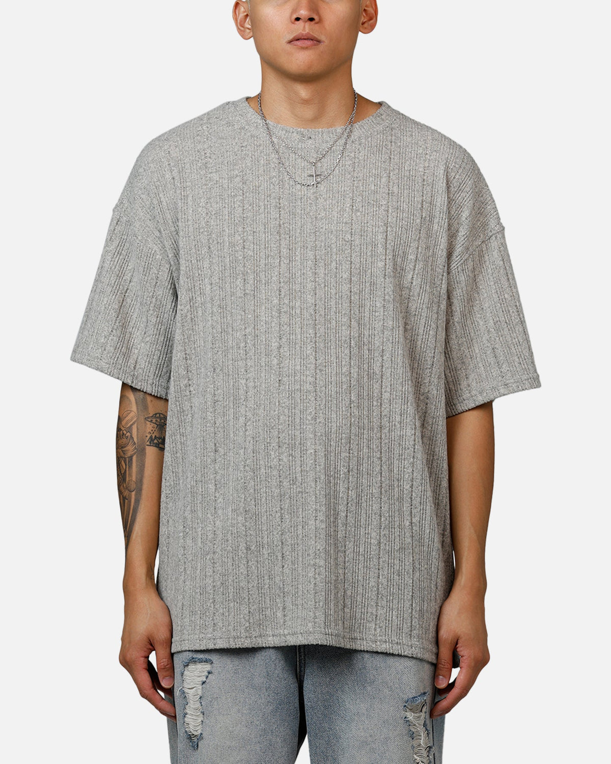 XXIII Rib Knit T-Shirt Grey Marle