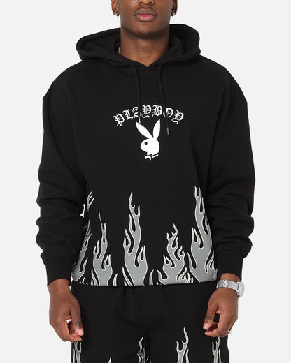 Playboy Gothic Flames Hoodie Black