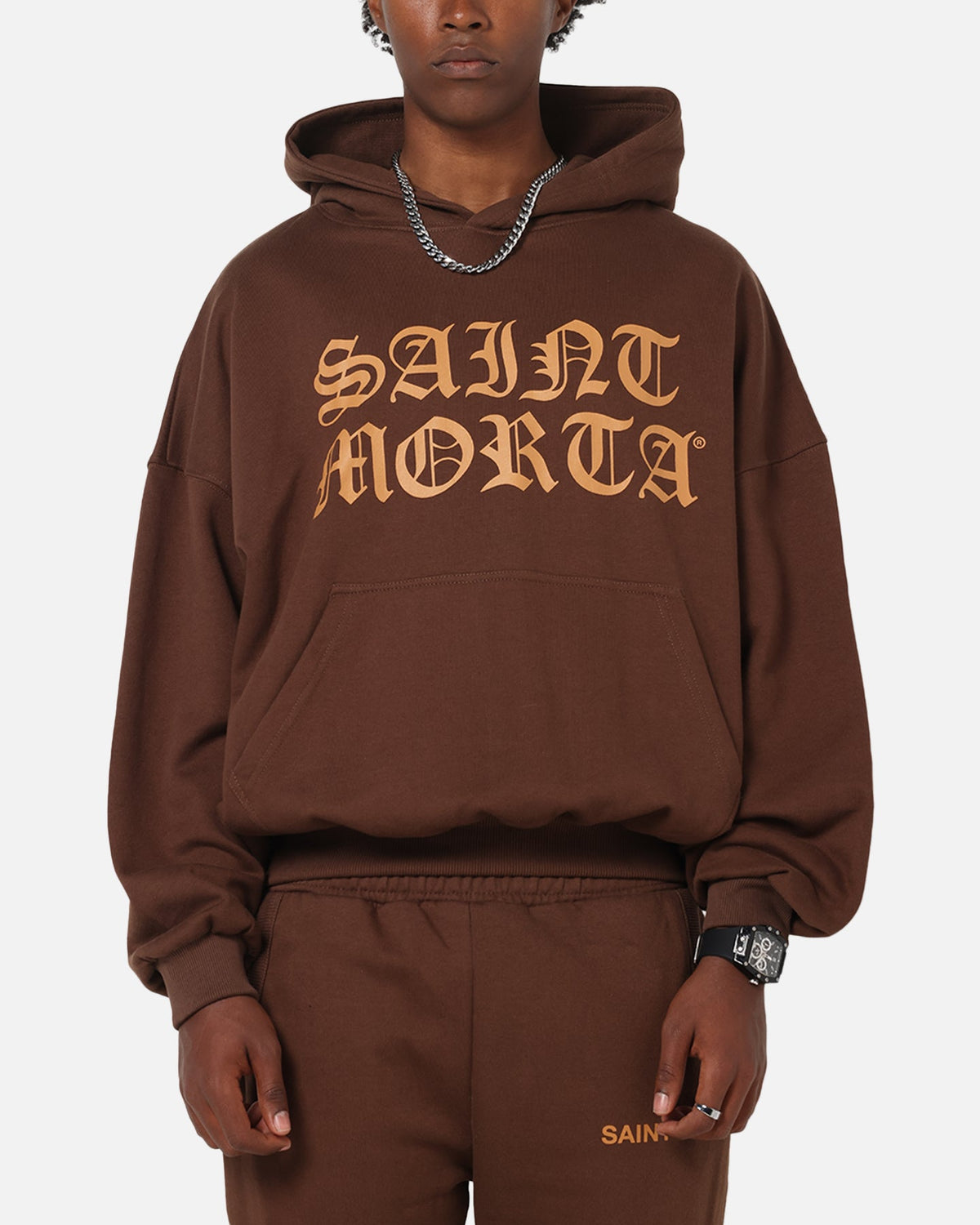 Saint Morta Sacred Script Hoodie Brown