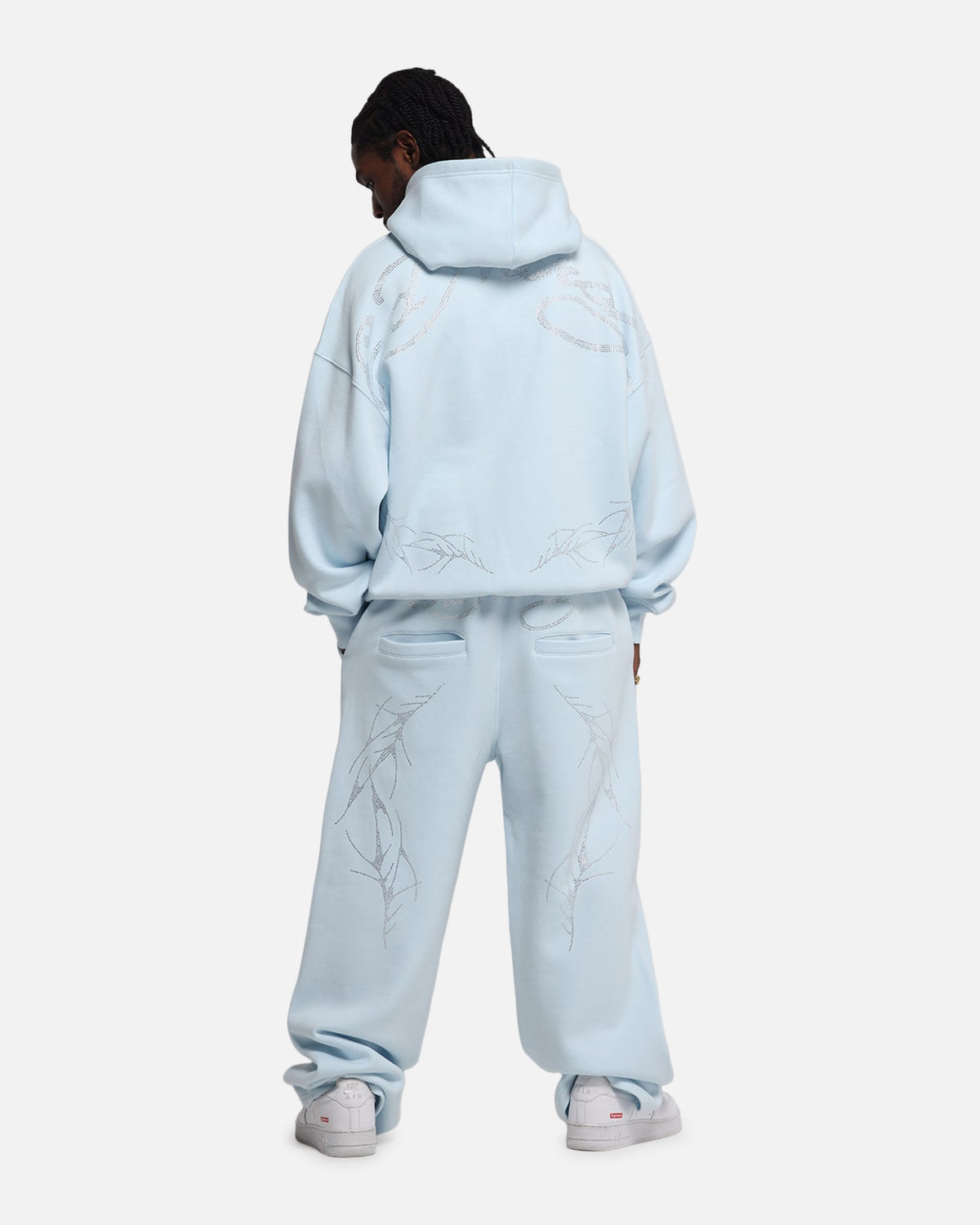 Ed Hardy Cyber Rhinestone Zip-Up Hoodie Light Blue