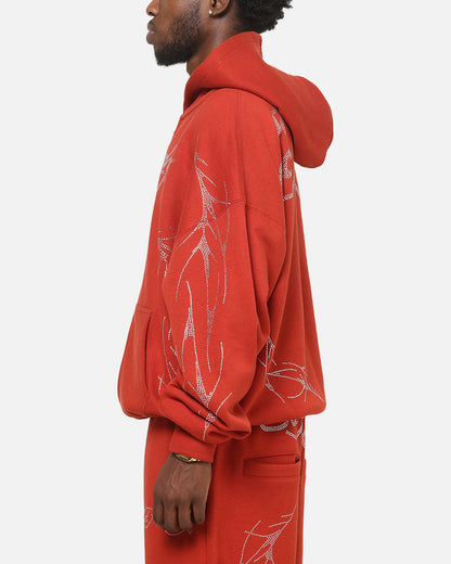 Ed Hardy Cyber Rhinestone Zip-Up Hoodie Red