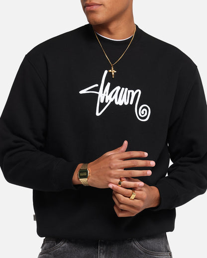S Double Shawn Script Crewneck Black