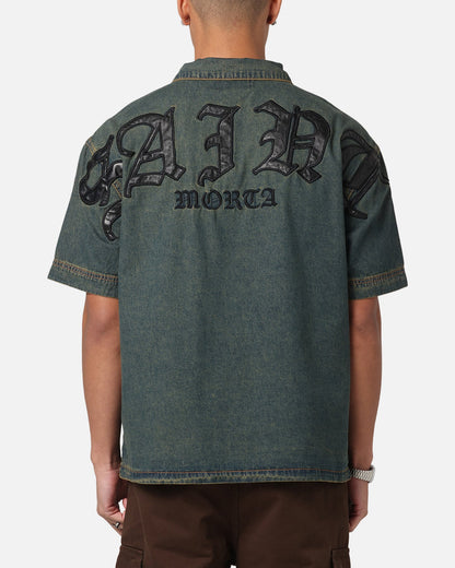 Saint Morta Gothic Noir Button Up Shirt Light Blue