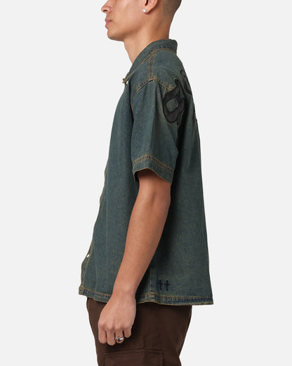 Saint Morta Gothic Noir Button Up Shirt Light Blue