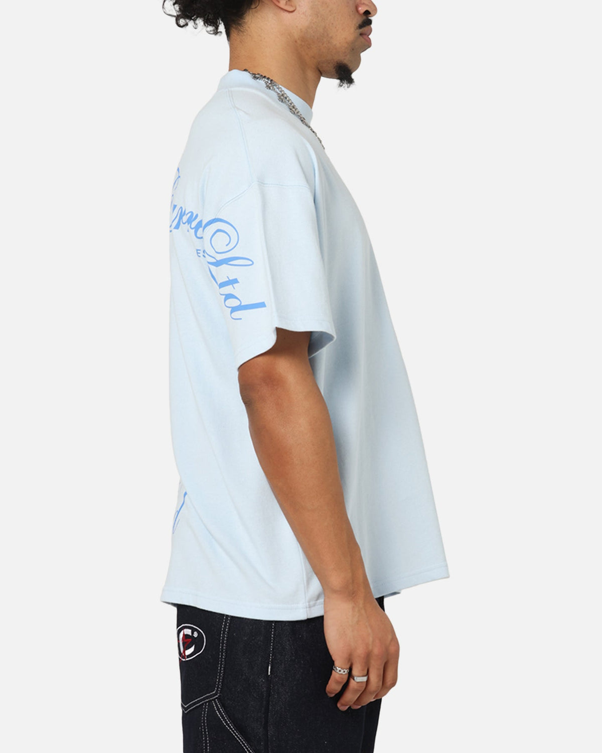 Carre Side Script Oversized T-Shirt Baby Blue