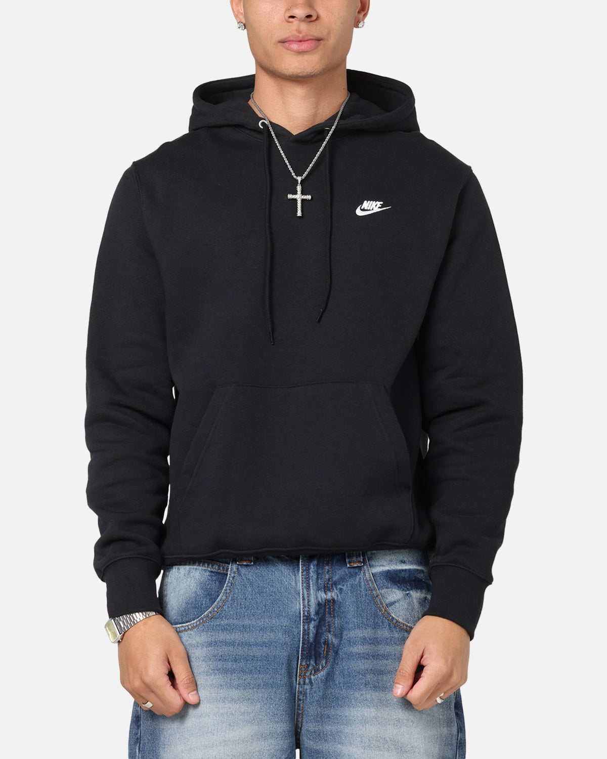 Nike Club Pullover Fleece Hoodie Black/Black/White