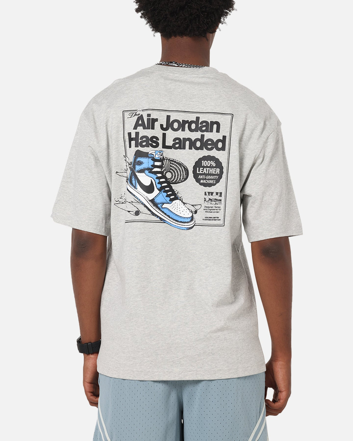 Jordan AJ1 North Carolina T-Shirt Grey Heather/White