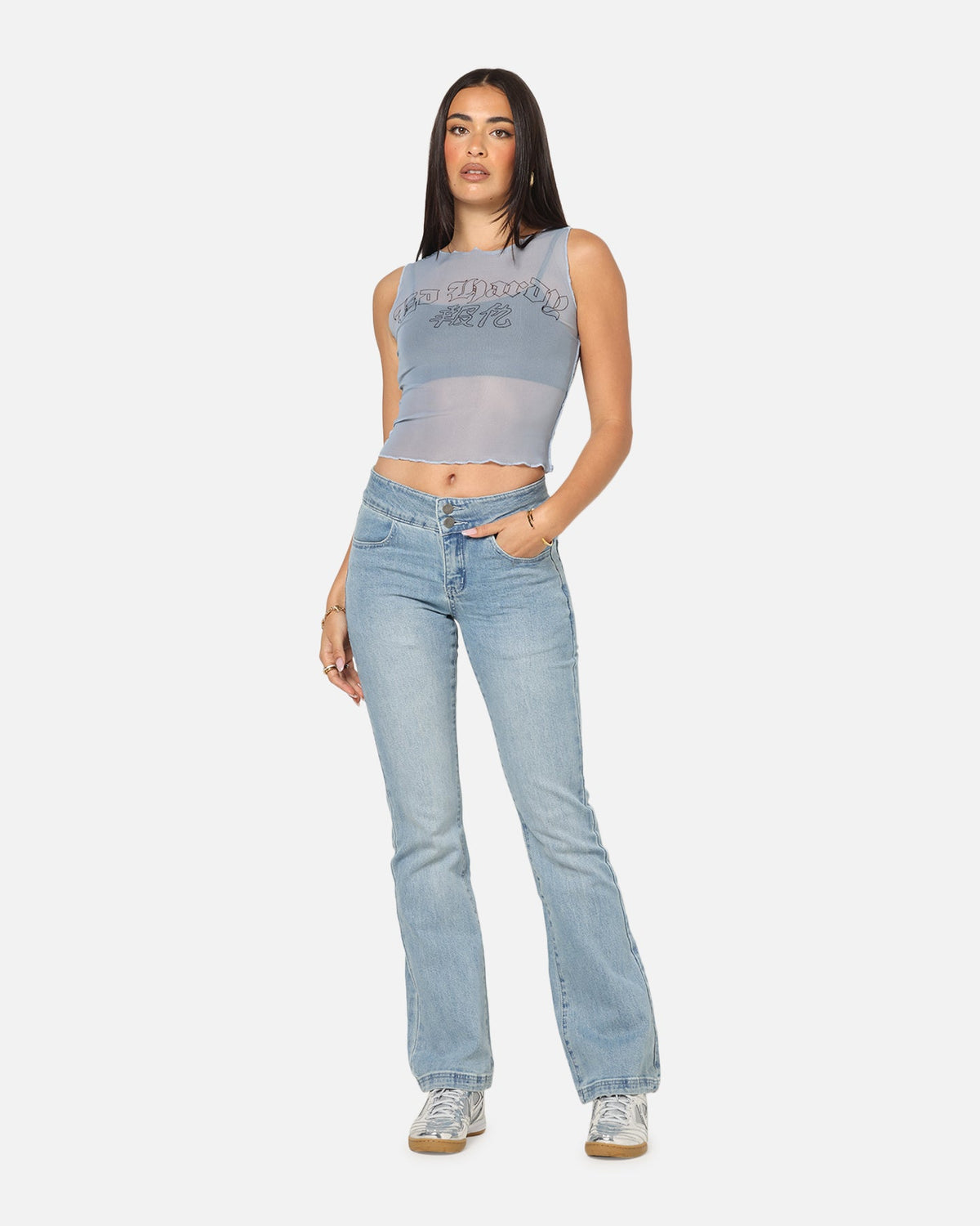 Ed Hardy Women's Revenge Mesh Top Blue
