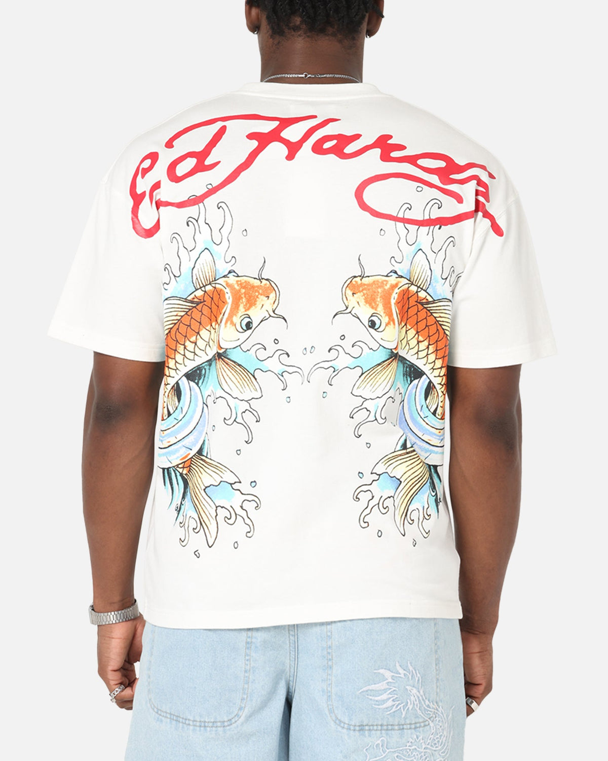 Ed Hardy Flash Koi T-Shirt Off White