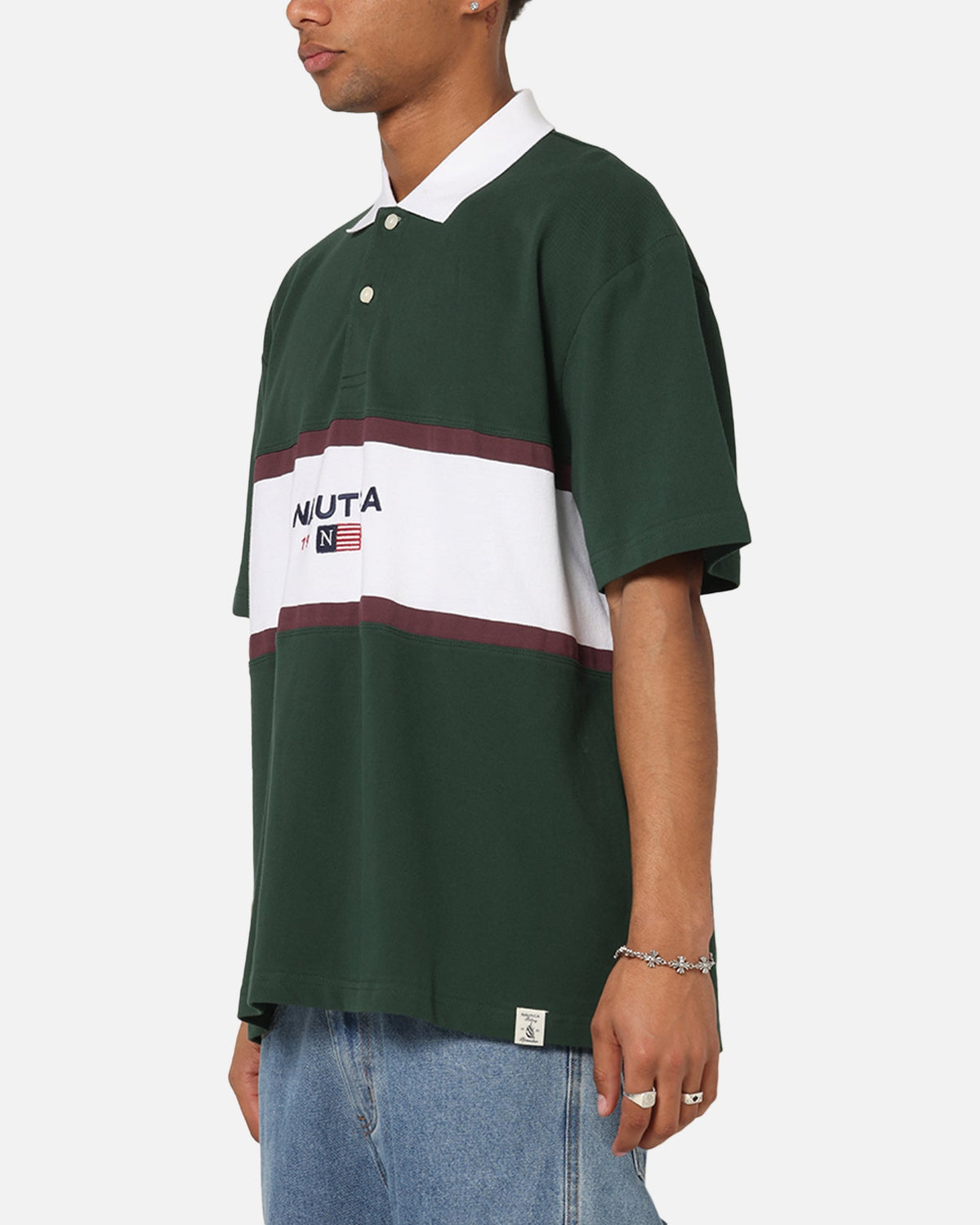 Nautica 83-Flag Block Polo T-Shirt Green/White