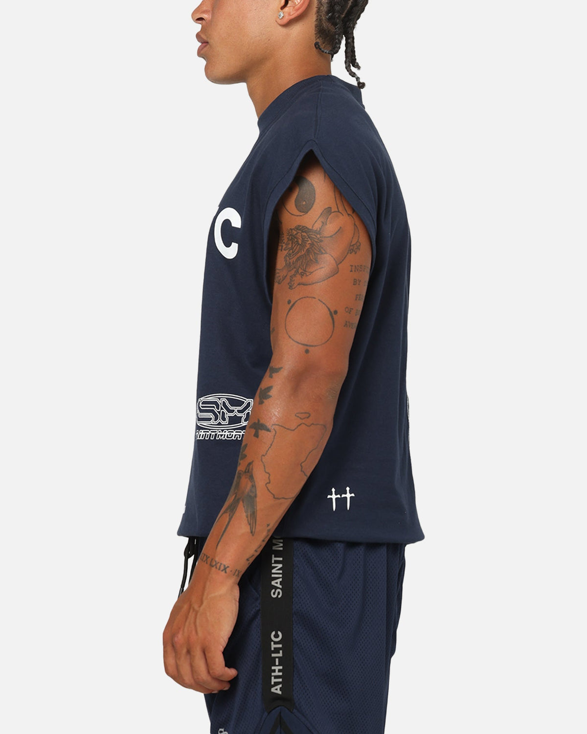 Saint Morta Athletc Cut Off Sweat T-Shirt Dark Royal