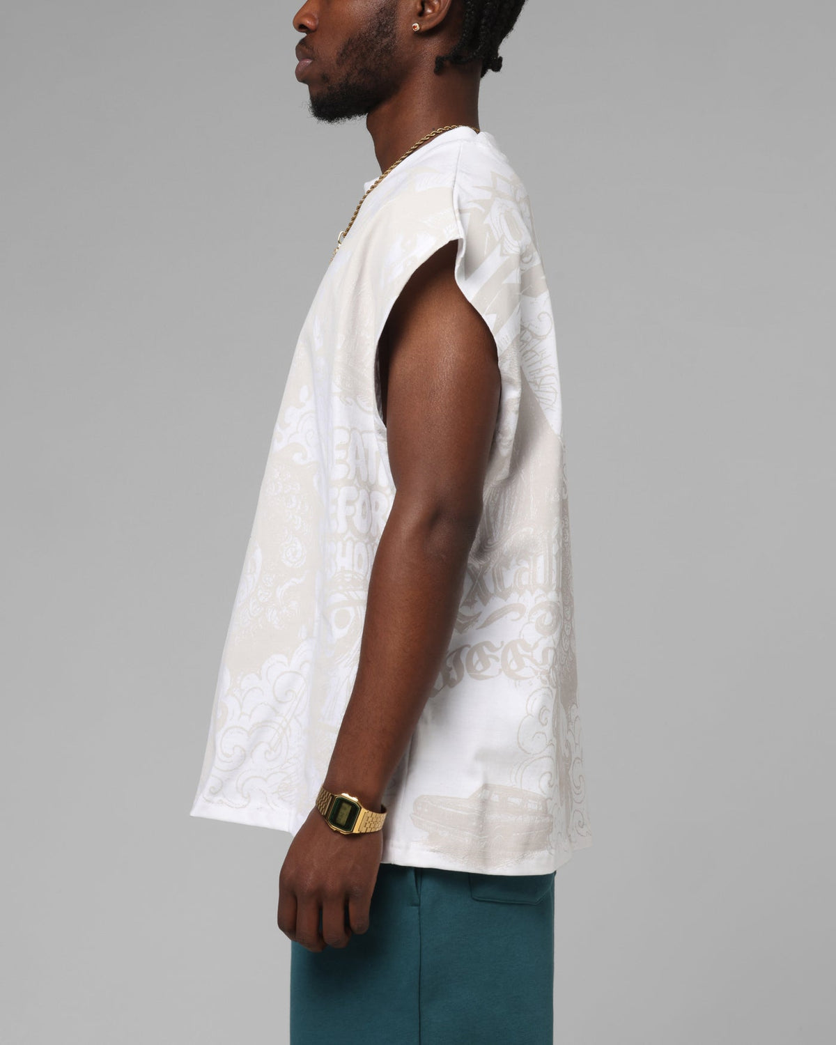 Loiter Sketch Book Muscle T-Shirt White