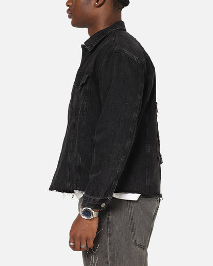 Saint Morta Daggers Cutoff Denim Jacket Vintage Black