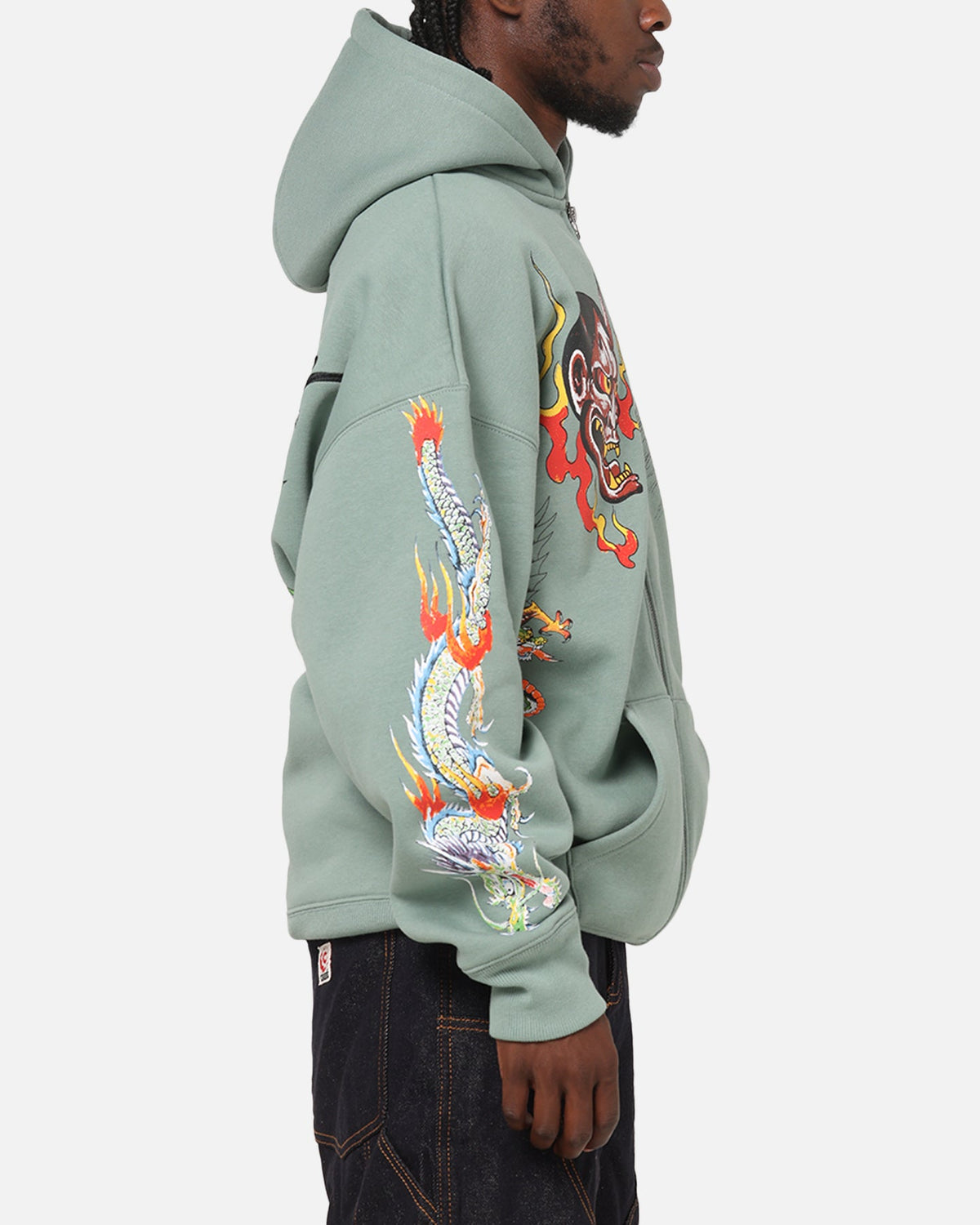 Ed Hardy Floral Zip Hoodie Sage