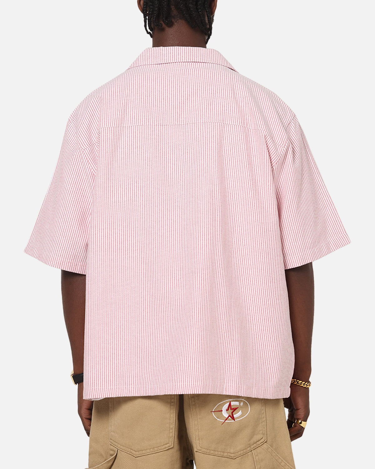 Carre Rose Pinstripe Button Up Shirt Red Stripe