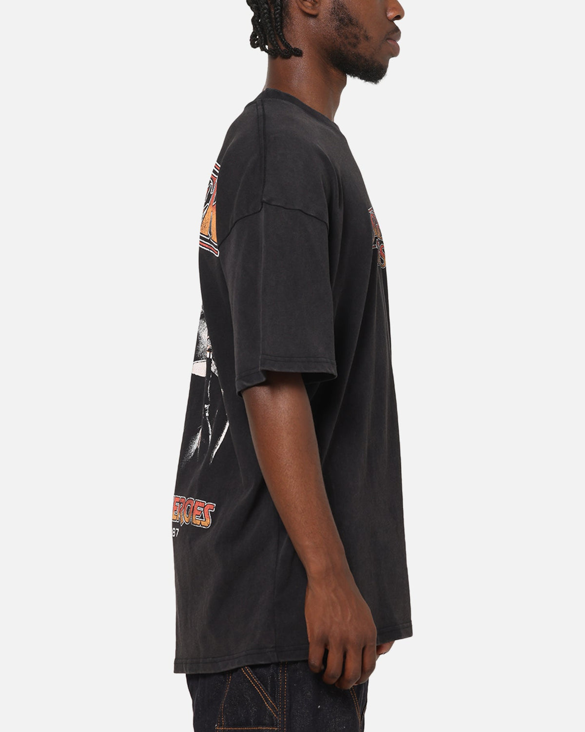 73Studio X Stranger Things Hawkins Heroes T-Shirt Black Acidwash