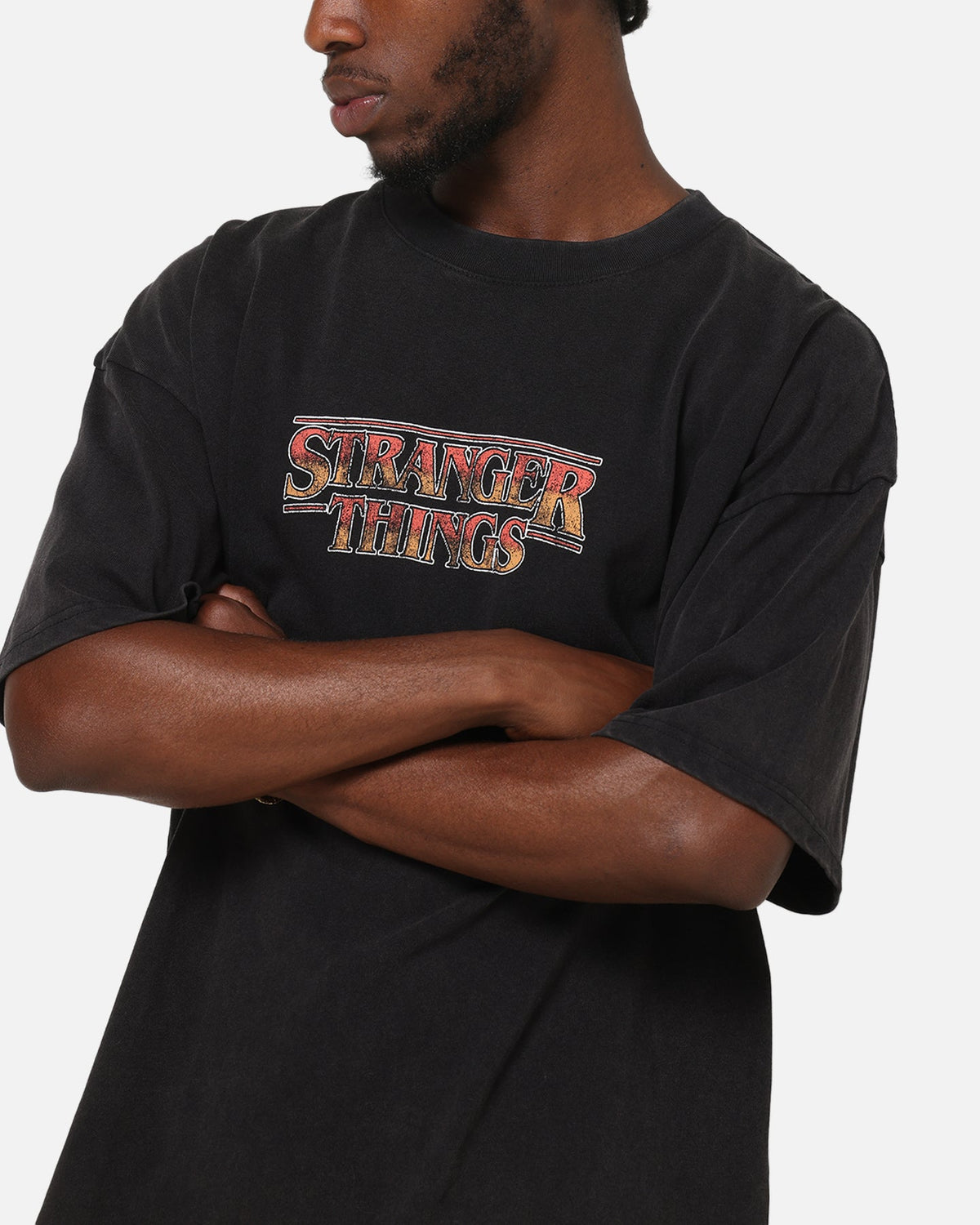 73Studio X Stranger Things Hawkins Heroes T-Shirt Black Acidwash