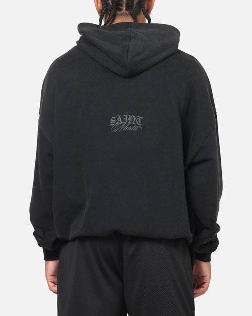 Saint Morta Distressed Hoodie Black Wash