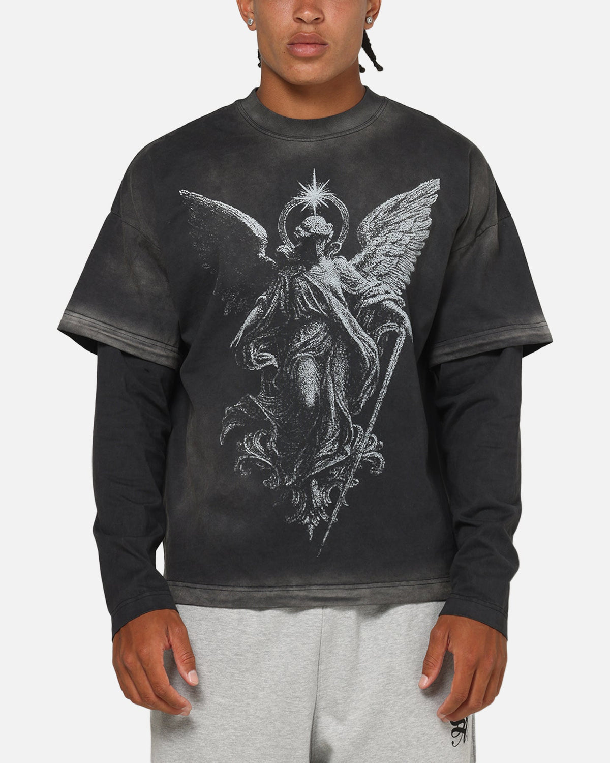 Saint Morta Celestial Layered Long Sleeve T-Shirt Black Wash