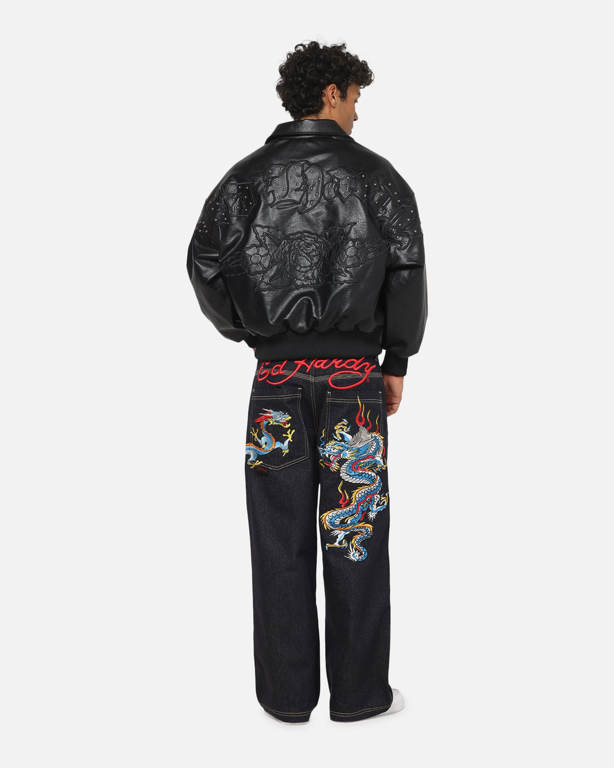 Ed Hardy Studded Bomber Jacket Black