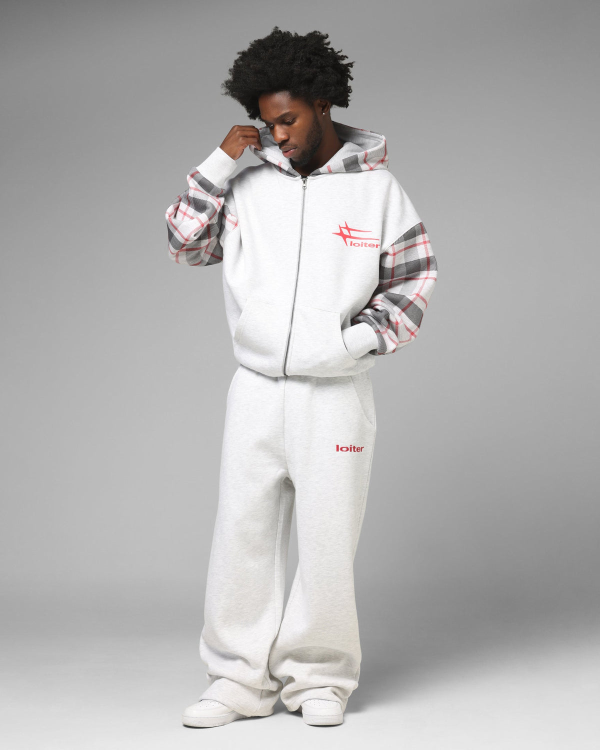 Loiter Ultra Hybrid Zip Hoodie Off White/Red