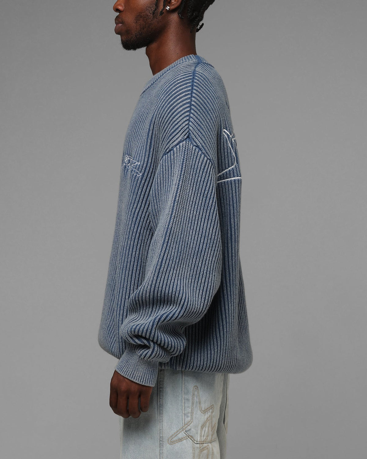 Loiter Star Born Knit Sweater Blue