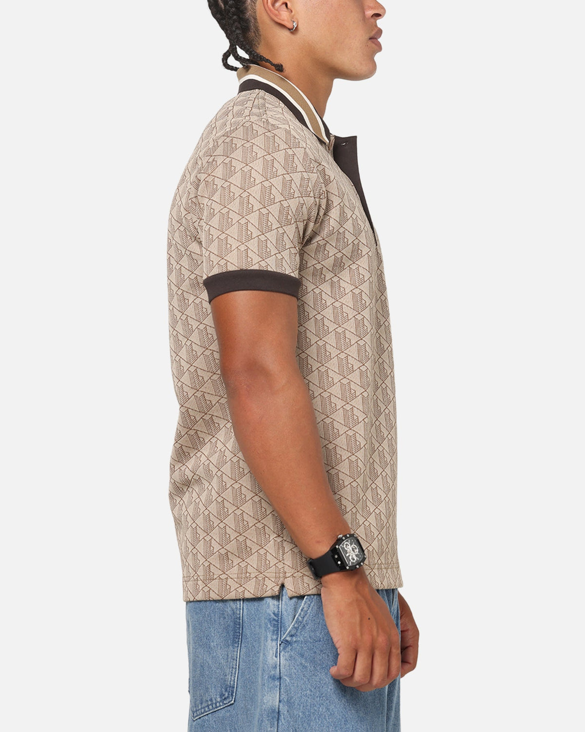 Lacoste Monogram Classic Fit Polo T-Shirt Crossiant/Cookie